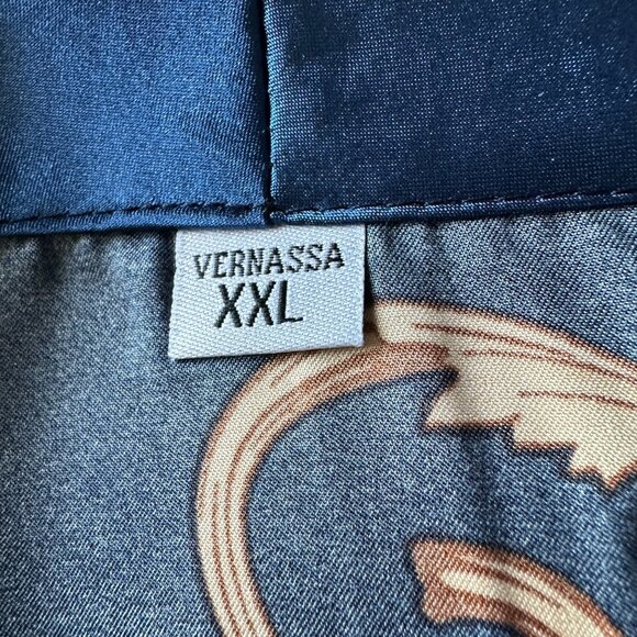 New in package Vernassa size XXL women’s blue gold wrap tie silky robe with belt - Picture 6 of 8